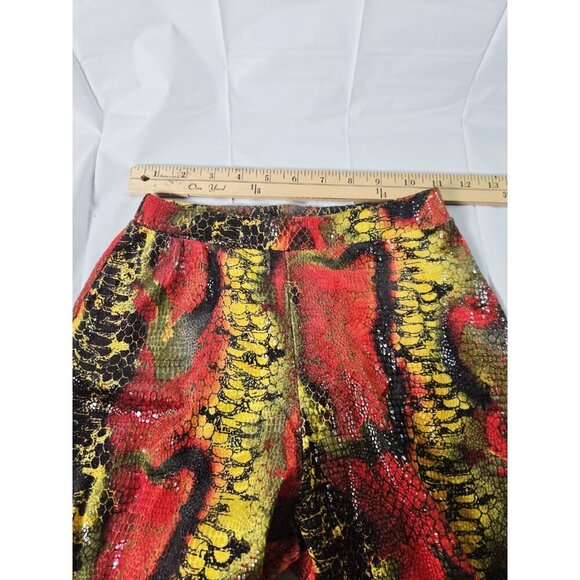 Adult Small Curtain Call Costume Snakeskin Foil Animal Print Bell Bottom Pants - Picture 7 of 9